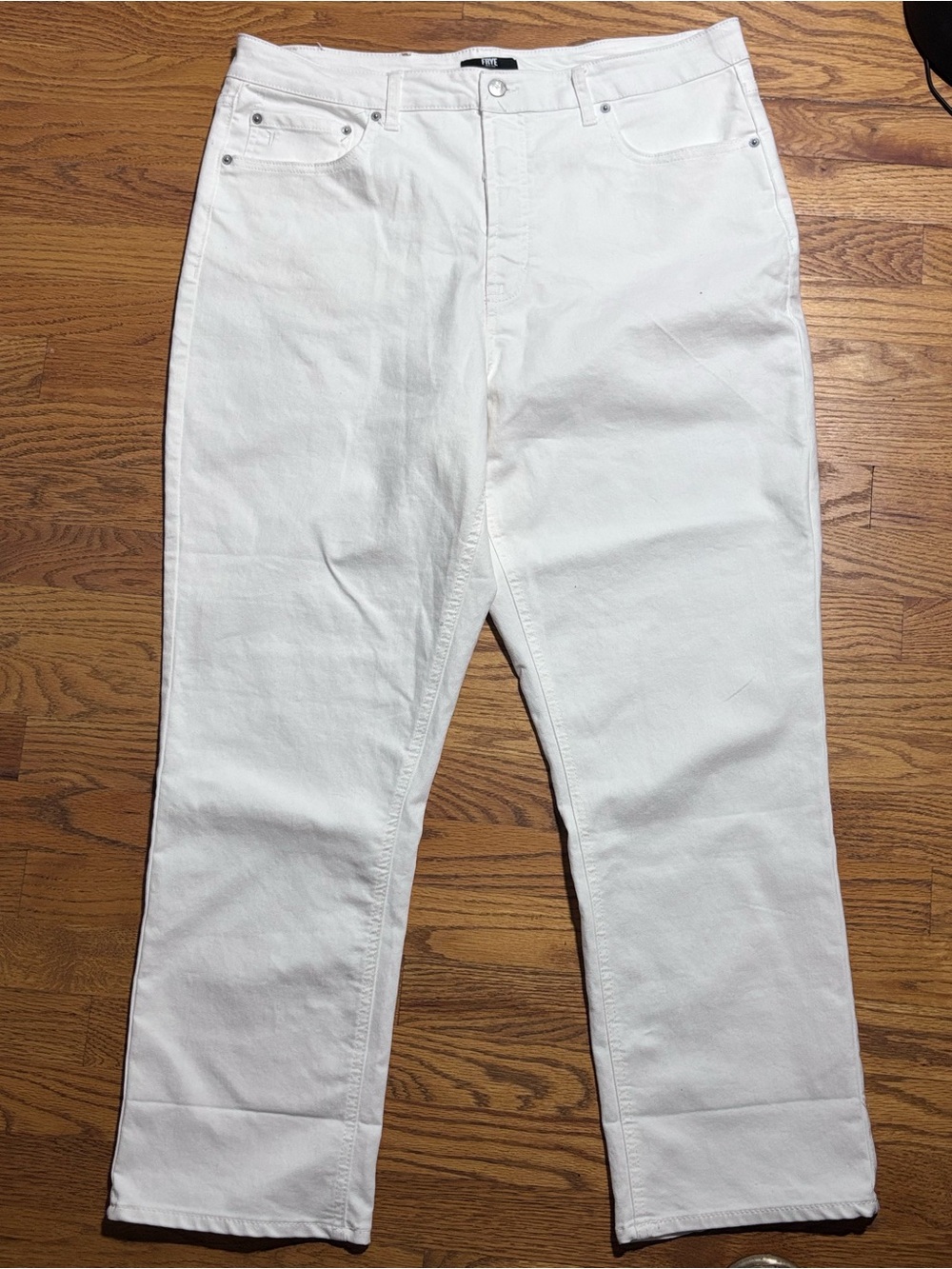FRYE White Straight Leg Stretch Jeans Women's Size 16/34 Classic Denim